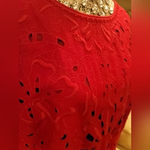 TALBOTS - Red Embroidered Wool Blend Shift Dress - Women's  Sz 12